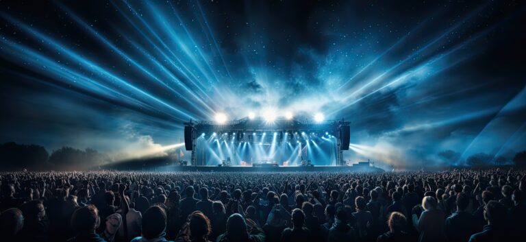 audience at an outdoor concert at stadium arena